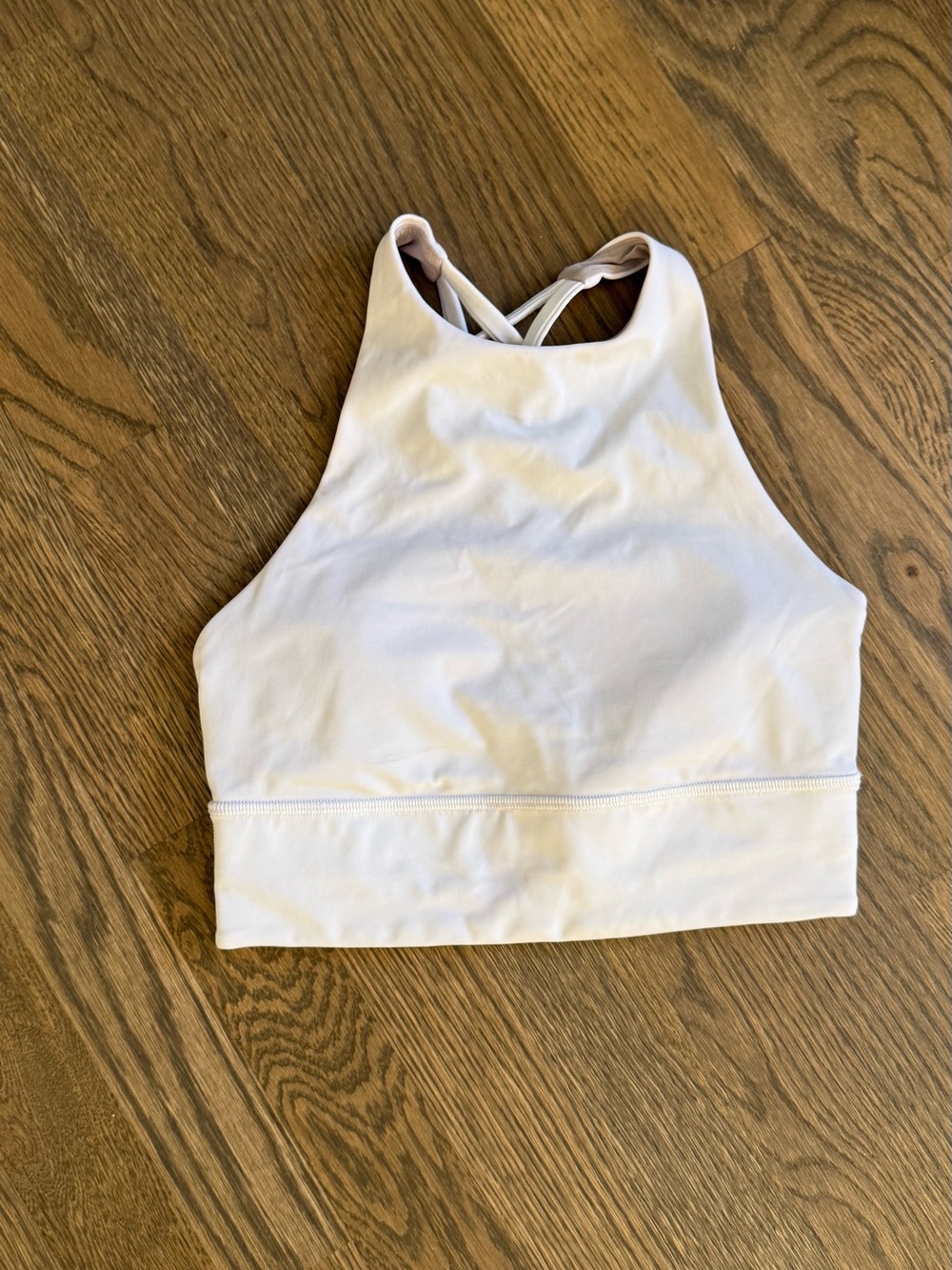 Size 4 Lululemon white high-neck criss cross back sports bra